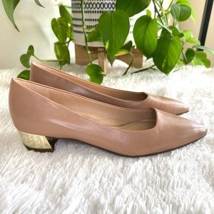 Franco Sarto Vincenza Pointy Toe Block Heel Pump Nude Size 5.5